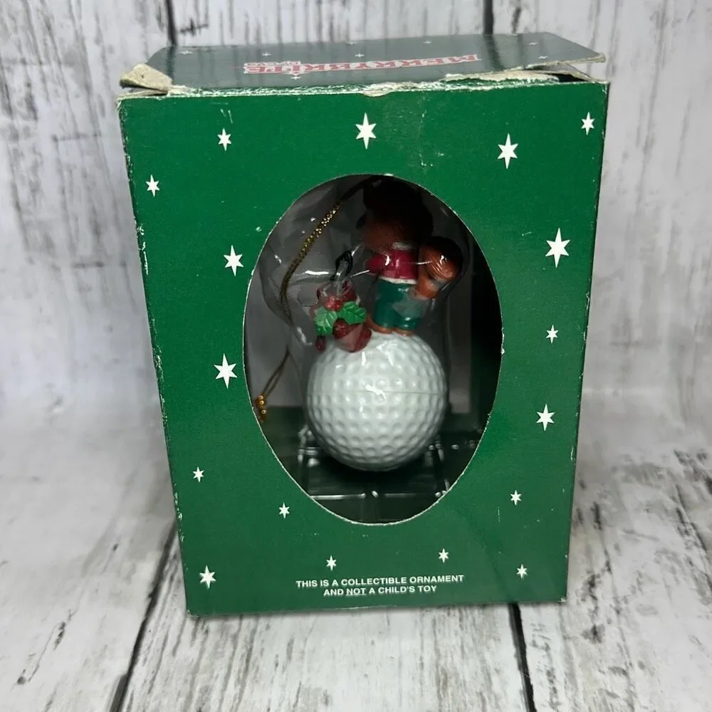 Merry Brite Vintage Rare‎ Collectible Christmas Ornament Golf Golfing New in Box